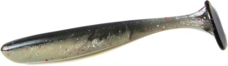 4` Slim Football Tail - Black Pearl Silver Red Flake